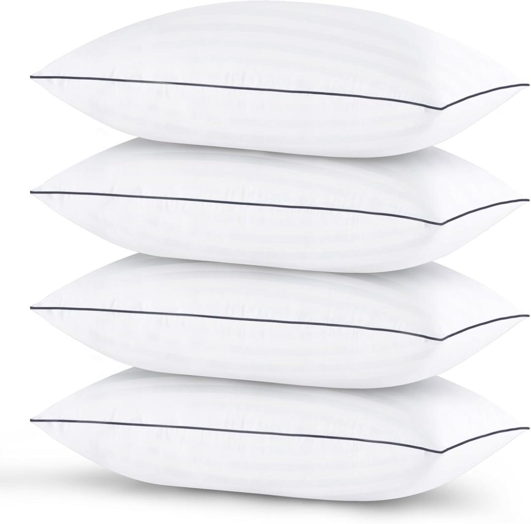 GOHOME Pillows Queen Size Set of 4 - Bed Pillows for Sleeping 4 Pack, Cooling Supportive Hotel Pillows with Premium Soft Down Alternative Fill for Side Stomach and Back Sleepers (White)