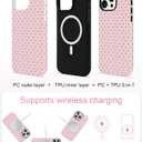 Jusy Compatible with MagSafe Polka Dot Case for iPhone 13/14, Cute Aesthetic Polka Dots Magnetic Phone Case, Soft TPU and Hard PC Protective Phone Cover for Women GirlsMatte - Pink