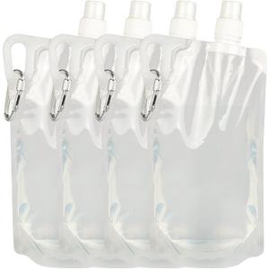 4 Pack Collapsible Water Bottles, Foldable Water Bottles for Traveling, Soft Water Bottle for Hiking, Running, Camping with 4 Loops