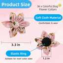 36 Pieces Dog Flower Collars, 8.5 cm/3.3 Inch Adjustable Pet Bow Tie Collar, Multi-color Pet Flower Collar Dog Charms, Floral Accessory for Small Medium Large Cat Puppy Pets
