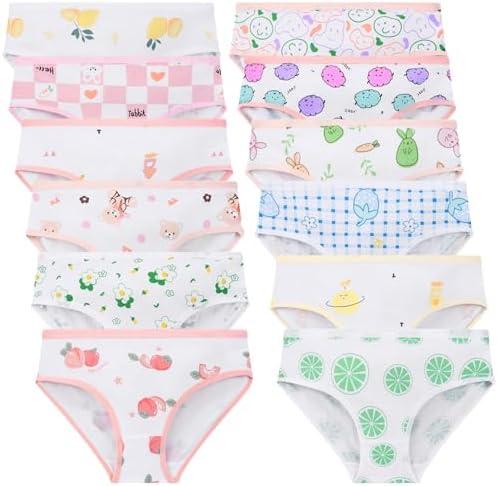 Yzjcafriz Girls Underwear 12 Pack Soft Kids Briefs Cotton Comfortable Panites Size 3-4 years