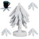 Wooden Trivets for Hot Dishes, Tree Trivet Set, Stackable Tree Coasters for Hot Dish, Pot, Bowl, Teapot, Includes 4 Trivets, 1 Stand, and 4 of Choice (White)