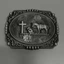 Moranse Religion Cross Cowboy Kneeling Prayer And Horse Design Belt Buckles (Square Silver)