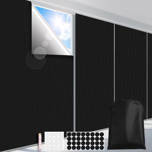 Blackout Curtains for Bedroom, Portable 100% Black Out Window Cover Film, Cuttable Blackout Shades Fabric Sheet, No Drill Window Blinds, Sun Heat Light Blocker for Travel Media Dorm, 57'' W
