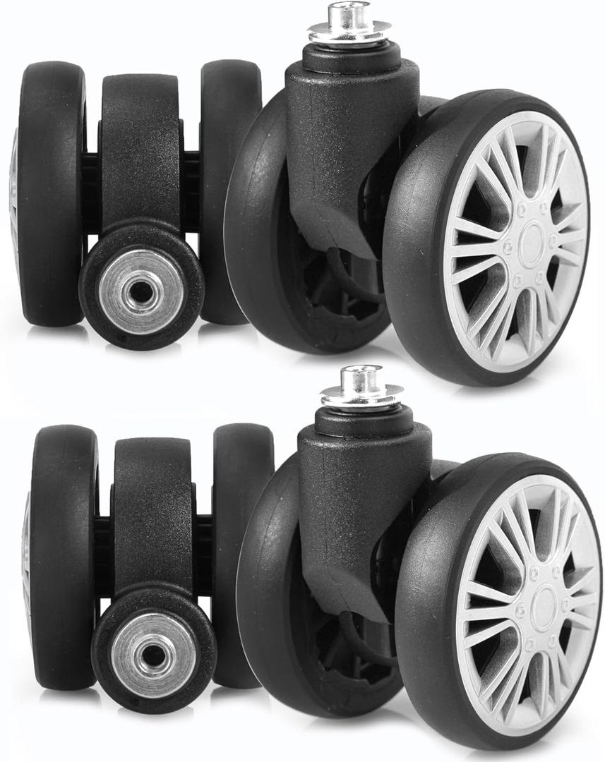 Zoofen Luggage Wheels Replacement 4 pcs Suitcase Replacement Wheels Wear-Resistant Spinner Casters for Most Suitcase Repair(ZLN-5,Silver
