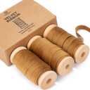 3 x Vitalizart Khaki Velvet Ribbon Set 3/8" x 15 Yd Fall Ribbon Fabric Trim 3 Rolls * 5 Yd for Christmas Wreath Decoration Handmade Craft Ornaments Gift Wrapping & Bow Making (Brown)