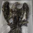 H&W 10.25" Tall Patriotic Eagle On Rocks Statue Wild Bird Eagle Decorative Bronze Patina Resin Figurine