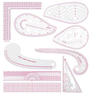 Fashion Clear Metric Sewing Ruler Set,French Curve Pattern Rulers for Beginners, Tailors, Designers, Quilting, Embroidery, Cross Stitch, Crochet, Knitting 9pcs
