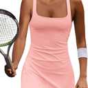 Yanekop Womens Tennis Dress with Built in Shorts Golf Dress Athletic Outfits Yoga Active Workout Dresses (Small, Light Pink)