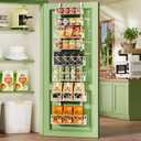 Over the Door Pantry Organizer 8-Tier Adjustable Baskets Hanging Spice Door Rack Narrow - 13.78" W x 65.16" H Behind the Door Storage for Kitchen, Bathroom, and Closet Organization-White (8-Tier White)
