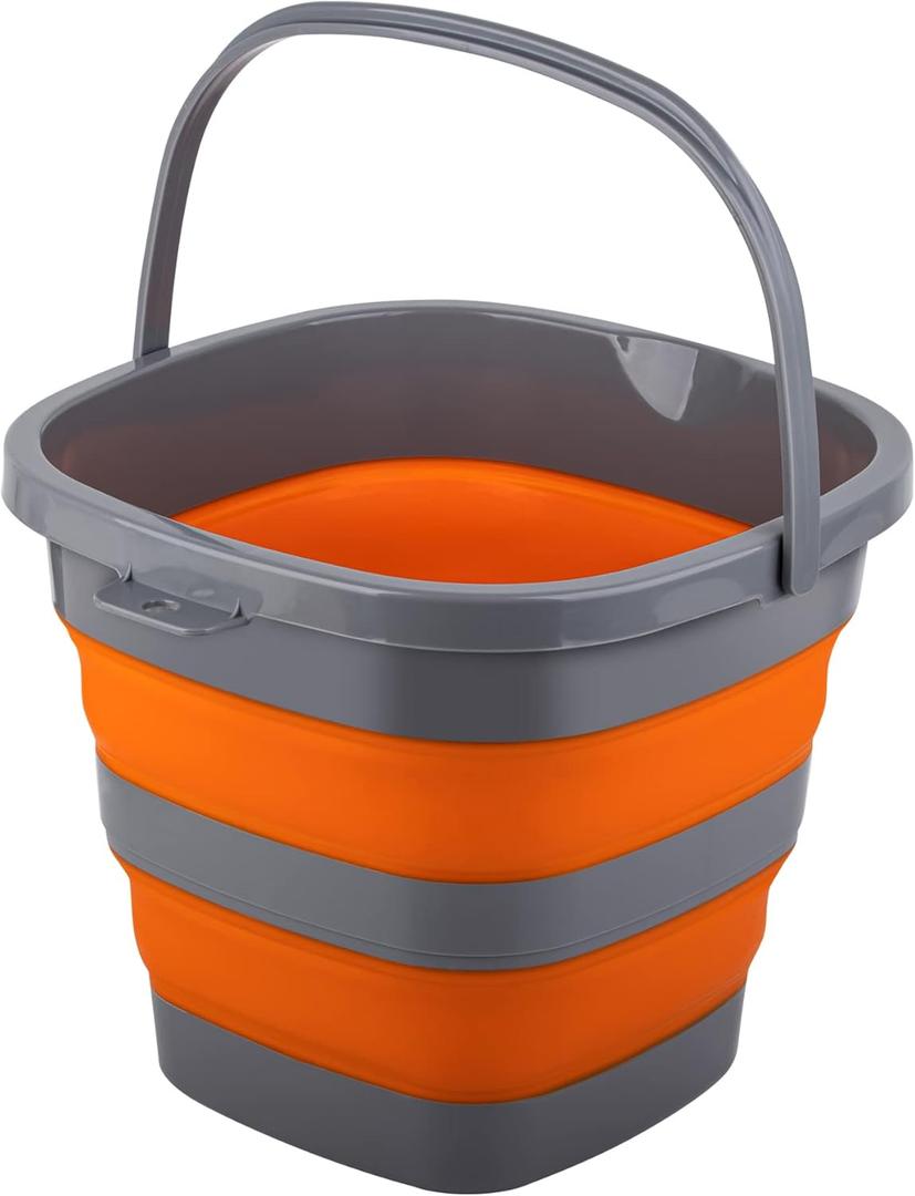 1 Pack Collapsible Bucket with  Each, Small Plastic Bucket for Sand or Beach, Portable Water Tub for Cleaning, Fishing Water Pail