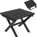 Furnimart 18" Square Foldable Side Table for Outdoor & Camping, Extra-Thick HDPE Weather-Resistant Small Coffee Table, Portable Black Outdoor End Table for Balcony Poolside Space Saving(Black)