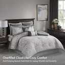 Madison Park Odette Cozy Comforter Set Jacquard Damask Medallion Design - Modern All Season, Down Alternative Bedding, Shams, Decorative Pillows, Cal King(104 in x 92 in), Silver 8 Piece