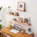 Oak Floating Shelves 16 Inch Wall Shelves for Decor and Storage, 4 Inch Deep Natural Solid Wood Shelf, Picture Ledge Shelf for Bedroom Bathroom Living Room KitchenLaundry Room