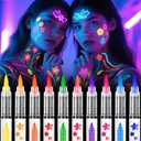 nsxsu Glow in The Dark Face Paint Markers 10 Color, Neon Body Paint Pens for Skin Fluorescent Under Black Light, Washable UV Temporary Tattoo for Birthday Glow Party Supplies Makeup Stocking Stuffers