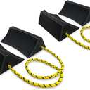 ROBLOCK Upgrade Wheel Chocks for Lightweight Travel Trailer Light Truck Car Tractor, Sturdy Simple Easy to use,Tires Light Block Stopper Chock with Nylon Rope Yellow Reflective Tape (4pack)