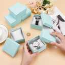 BENECREAT 6 Pack Kraft Cardboard Watch Storage Gift Box, 3.2x3x2inch Rectangle Present Jewelry Box with Nonwoven Cloth Cushion for Bangle Wrist Watch Bracelet Packaging, Pale Turquoise