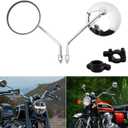 DREAMIZER Motorcycle Rear View Mirror - 7/8" 10MM Handlebar Side Mirrors Chrome Universal Compatible with CB 400 750 XT25 XVS VRZ 1800 GT750 CRF450 - Round