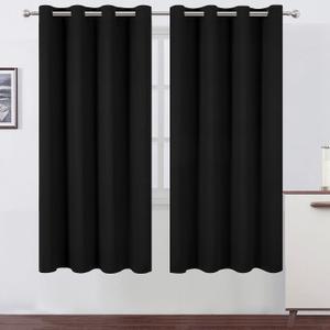 LEMOMO Black Thermal Blackout Curtains/52 x 72 Inch/Set of 2 Panels Room Darkening Curtains for Bedroom