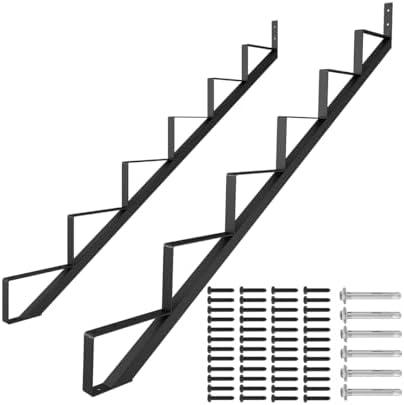 DIYHD 6-Step Outdoor Steel Stair Stringer for Deck Height 50in, 2 Pack | One-piece steel stringers support up to 500 lbs, Powder-coated black, Ideal for decks, porches, patios, and outdoor stairs