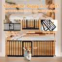 YZHDUXIU 10" Height Short Dog Gate Adjustable18-48 Extra Wide Dog Gate with Small Cat Door,Pet Gate with 4 Extension Kits Pressure Mounted for Doorways & Stairs (Black, 10" Height)