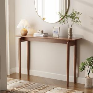 Wood Console Table Walnut Entryway Table, Thin Console Table, Sofa Tables for Living Room (47.2'')
