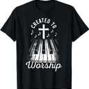 Christian Piano Player Co. Piano Christian Faith Cross Worship Jesus Organ Pianist TShirt. Size M, Men, Black