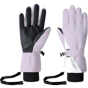 Anidker Ski Gloves for Men Women, Waterproof Touch Screen Gloves with Anti-Loss Buckle Lanyard and Wrist Strap (Medium, Purple)
