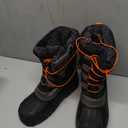 K KomForme Snow Boots for Boys Insulated Waterproof Fur Lined Warm Shoes for Outdoor (5 Big Kid) (Black/Grey/Orange)