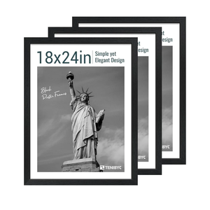 18x24 Poster Frame 3 Pack - Black Woodgrain, Solid Wood Gallery Picture Frame - Wall Hanging