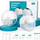 Paruu P10 Hands Free Breast Pump Wearable, 338mmHg Strong Suction, Low Noise, 4 Modes & 9 Levels, Electric Breast Pump Portable, Smart Display, 19/21/24/28mm Insert/Flange, 2 Pack (White)