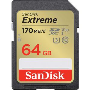 SANDISK 64GB Extreme SDXC UHS-I Memory Card - C10, U3, V30, 4K, UHD, SD Card - SDSDXV2-064G-GNCIN