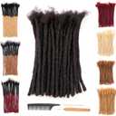 DAIXI 0.6cm and 0.2cm 0.4cm 0.8cm Options 6 Inch 40 Strands 100% Real Human Hair Dreadlock Extensions for Man/Women Handmade Permanent Loc Extensions Bundles Can Be Dyed Bleached Curled Twisted