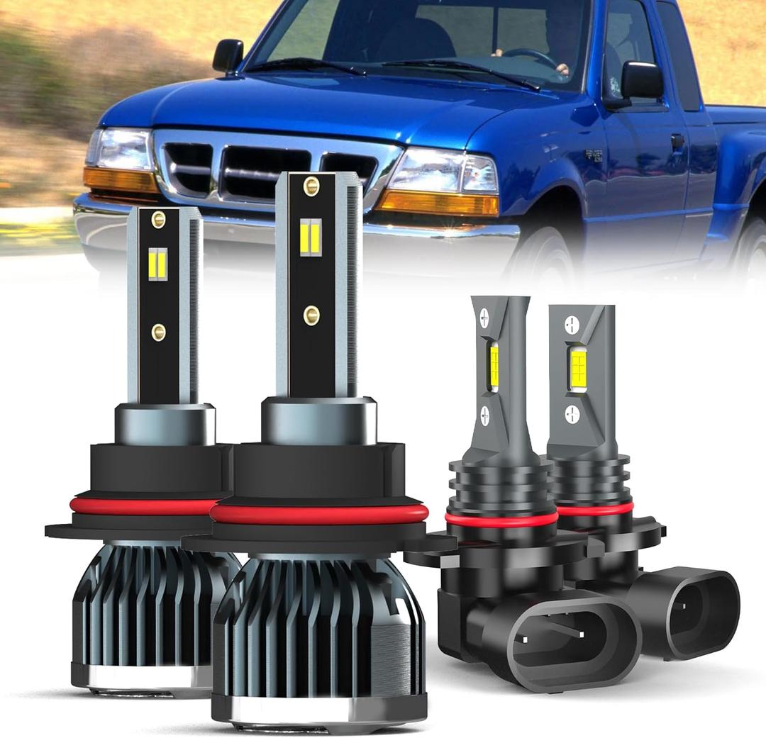 For 1998-2011 Ford Ranger light Bulbs, 9007 High Low Beam 9145 Fog Light Combo, 4PCS
