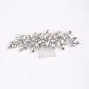 YERTTER Wedding Bridal Crystal Hair Side Comb Wedding Crystal Opal Hair Pieces Brides Head Pieces for Bride Bridesmaid Flower Girl Prom Birthday Party (Silver)