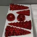 Syhood 6 Pcs Burgundy Mercury Glass Christmas Tree for Tabletop Light up Figurine Christmas Tree Mercury Cracked Glass Globe with Light for Xmas Decor Home Party Centerpiece Mantel Gift (Red)