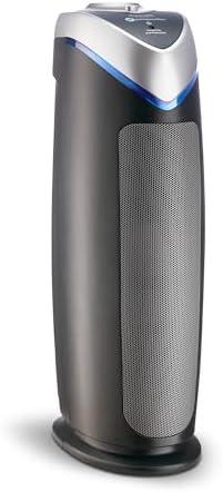 GermGuardian 4-In-1 HEPA Air Purifier for Home, Large Rooms Up To 743 Sq. Ft. with HEPA Air Filter, UV-C Light & Odor Reduction, AC4825E, 22" Tower, Black
