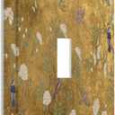 Decorative Switch Plate Covers Vintage White Flowers Birds on Golden Background 1 Gang Light Switch Cover Plate Single Toggle Wall Plate Outlet Covers Wall Plate for Home Decor