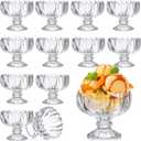 Mumufy 12 Pcs 4 oz Tulip Footed Small Dessert Cups Set Clear Glass Dessert Bowls Mini Ice Cream Sundae Bowls Serving Trifle Dish Cute Parfait Glasses for Fruit Salad Cocktail Condiment Holiday Party