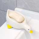 1 Pack Duck Ceramic Soap Dishes,Soap Holder with Drain,Soap Dish Container,Dish Soap Tray,Sponge Holder,Soap Tray for Shower,Bathroom,Bar,Kitchen,Counter (Duck), White