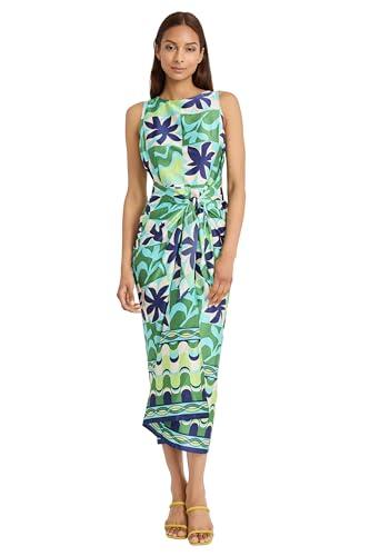 Donna Morgan Women's Sleeveless MIDI W/Knot Waist Detail, Cream/Green, Size 8 Donna Morgan Women's Sleeveless MIDI W/Knot Waist Detail, Cream/Green, Size 8