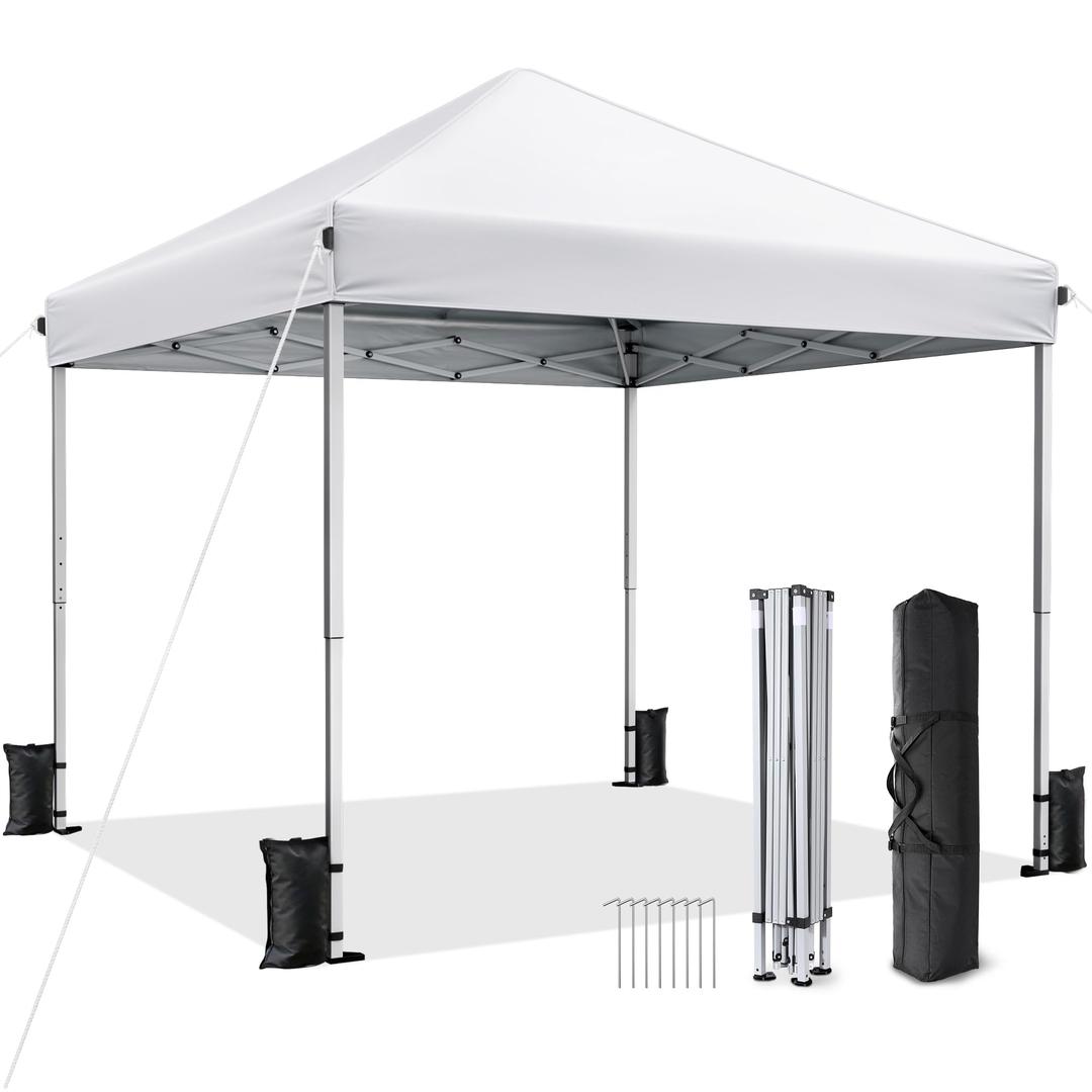10x10 Pop Up Canopy Tent with One-Push Center Lock,White