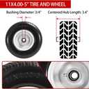 (2-Pack) 11x4.00-5 Flat-Free Lawn Mower Tires and Wheels, 3.4" Centered Hub, 3/4" & 5/8" & 1/2" Bushings, Zero Turn Front Replacement