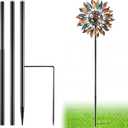 LEIFIDE Black 72" h Replacement Pole for Large Wind Spinner, Windmill Replacement Parts, Three-Part Composition, 22mm Thicker Tube, Easy Assembly for Large Metal Wind Spinner (2 Prongs Base)