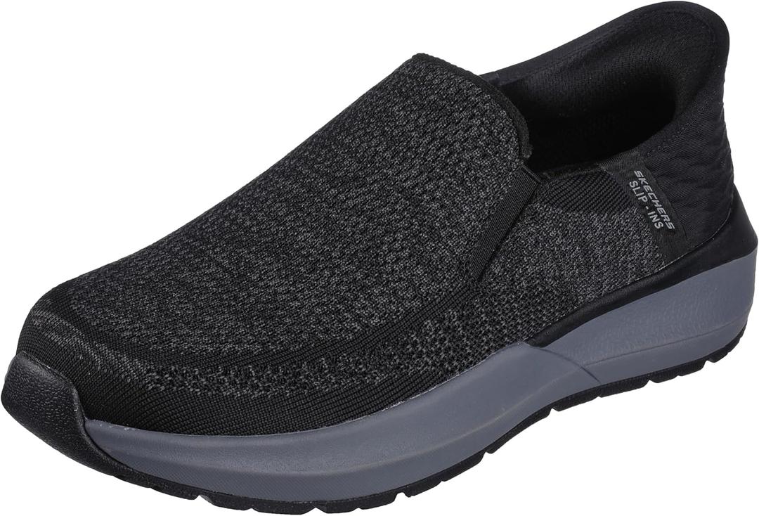 Skechers Men's Neville-Rovelo Slip-in Sneaker (9.5, Black)
