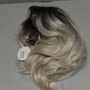 SEVENCOLORS Short Grey Wavy Wigs for White Women Ombre Silver Bob Wig with Dark Roots Synthetic Hair Natural Looking Gray White Wigs