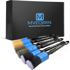 MVEQRRN 6pcs Car Detailing Brush Set-2pcs Boars Hair Car Detailing Brushes,2pcs Ultra Soft No Scratch Detailing Brush for Air Vent,Leather Seat 2pcs Detail Brushes for Interior Exterior(Blue)