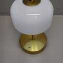 Oneach 9" Cordless Table Lamp, Gold Rechargeable Battery Operated Lamp, 3-Way Stepless Dimming Touch Lamps, Small Glass Bedside Nightstand Light for Bedroom Dining Table Living Room Shelf Decor