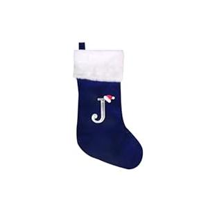 Wlflash 20 Inches Super Soft Plush Monogram Christmas Stockings Xmas Rustic Personalized Stocking Embroidered Letter Decoration for Decor