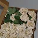 Ling's moment Artificial Flowers 25Pcs Champagne Gold Roses Decor w/Stems, 3" Real Touch DIY Foam Floral for Wedding Bouquet/Centerpieces, Outdoors Party Backdrop, Room/Table, Christmas Decor